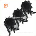 black color flower pattern wholesale chemical lace trim